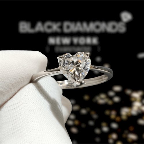 2 Carat Moissanite Heart Engagement Ring-Black Diamonds New York