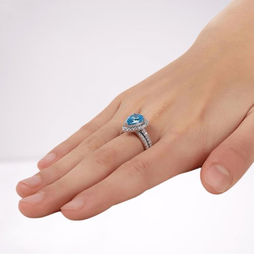 2 Carat Pear Cut Created Diamond Engagement Ring Set-Black Diamonds New York