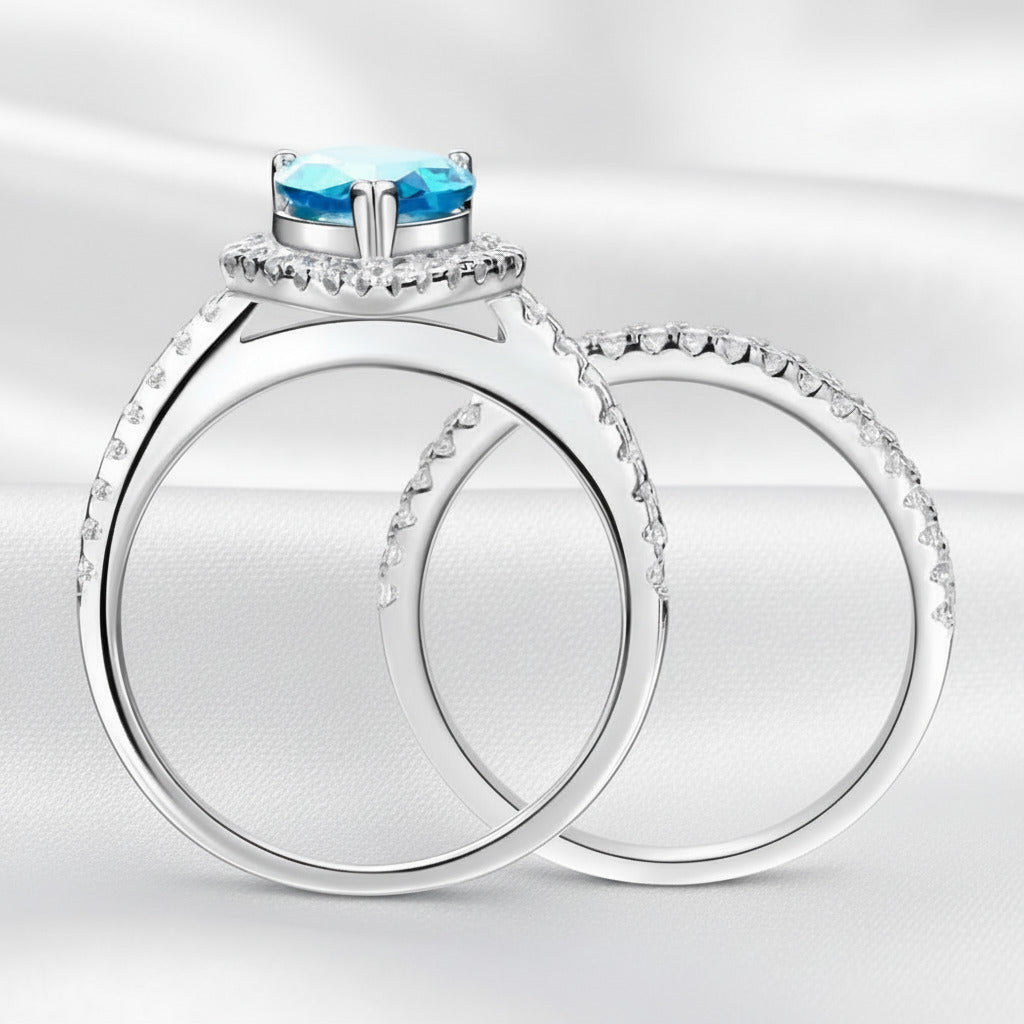 2.0 Ct Pear-cut Diamond Option Halo Engagement Ring Set-Black Diamonds New York