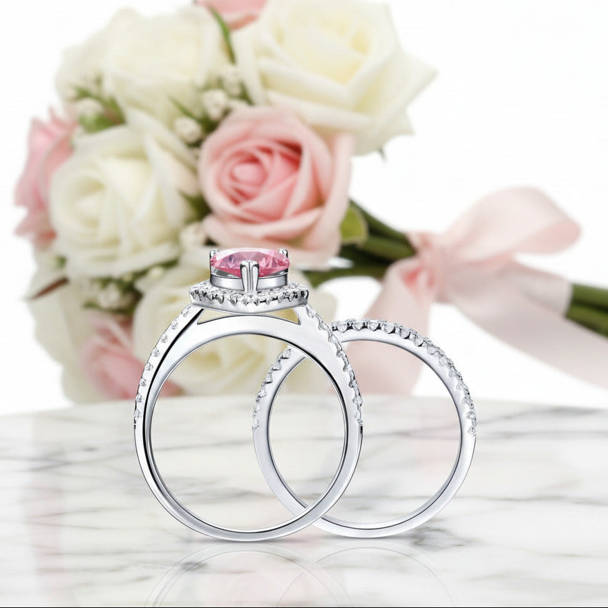 2.0 Ct Pear-cut Diamond Option Halo Engagement Ring Set-Black Diamonds New York