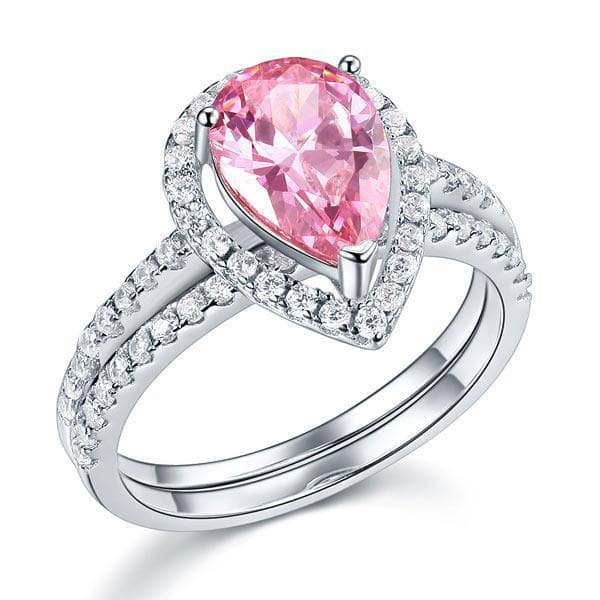 2 Carat Pear Cut Created Diamond Engagement Ring Set-Black Diamonds New York