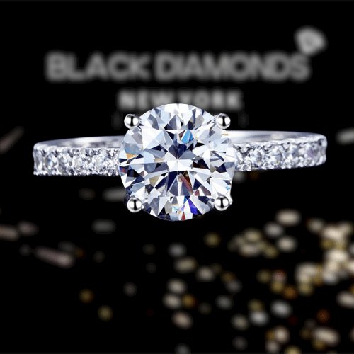 2 Carat Pink & Clear Created Diamond Bridal Engagement Ring-Black Diamonds New York
