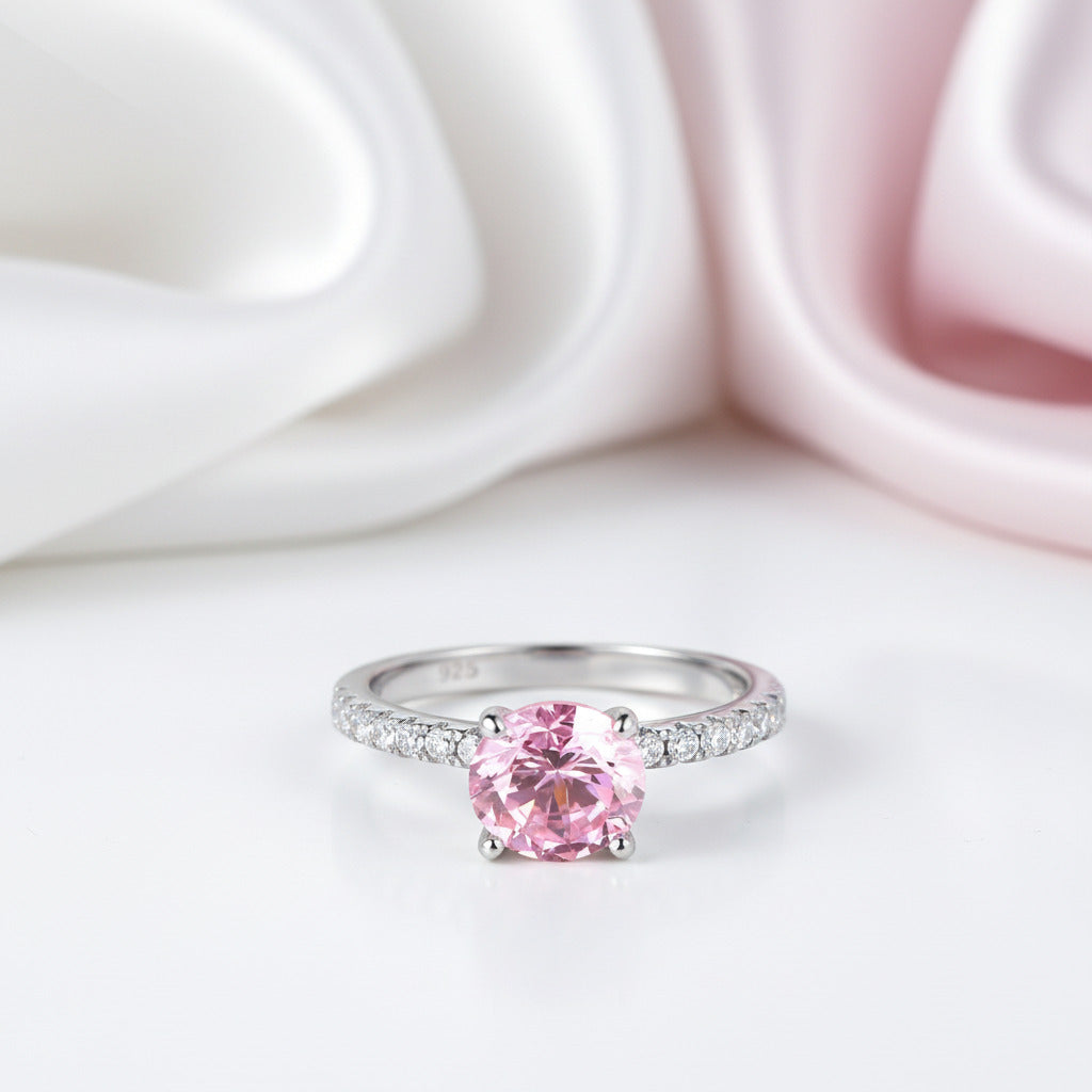 2.0 Ct Pink & Clear Diamond Option Bridal Engagement Ring-Black Diamonds New York