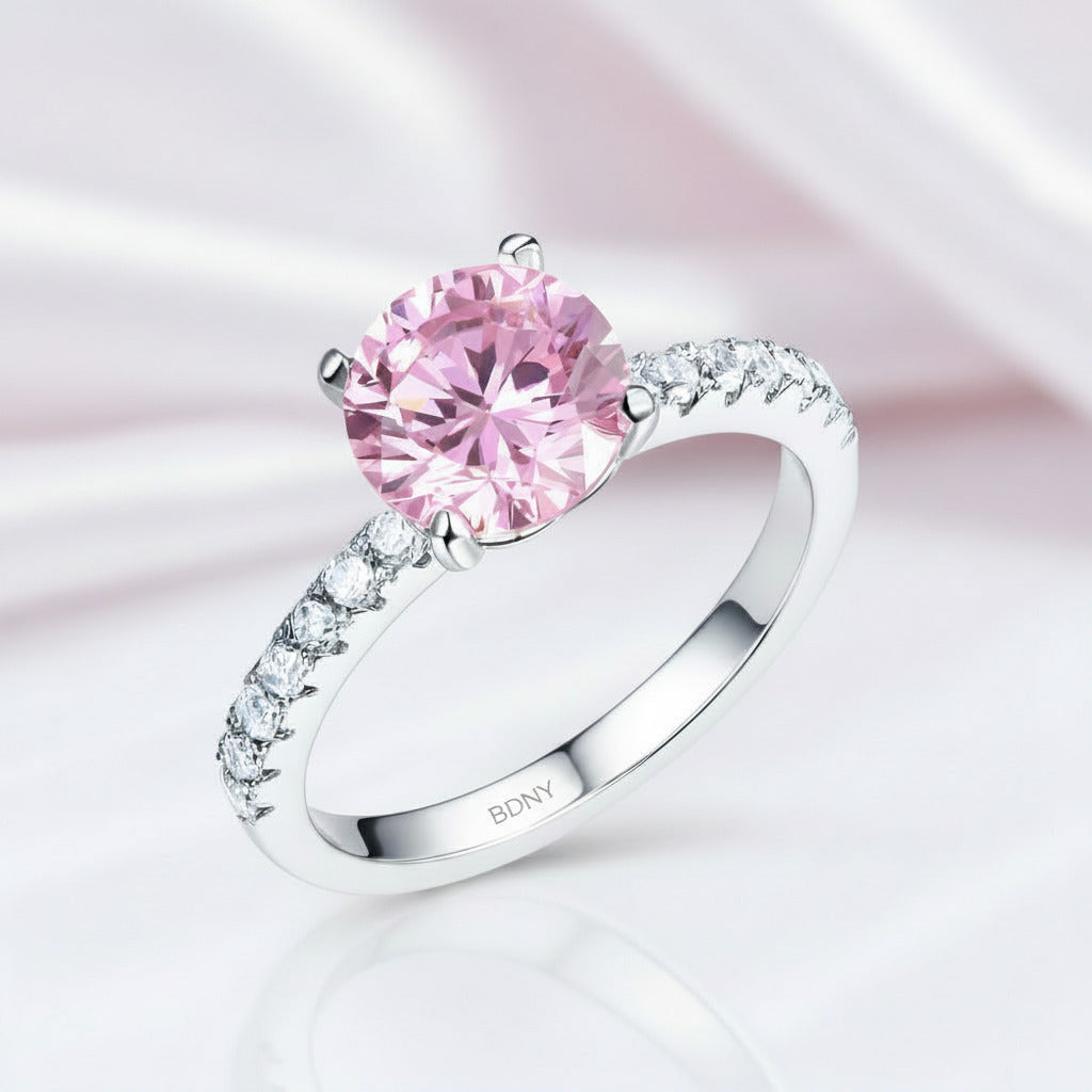 2.0 Ct Pink & Clear Diamond Option Bridal Engagement Ring-Black Diamonds New York