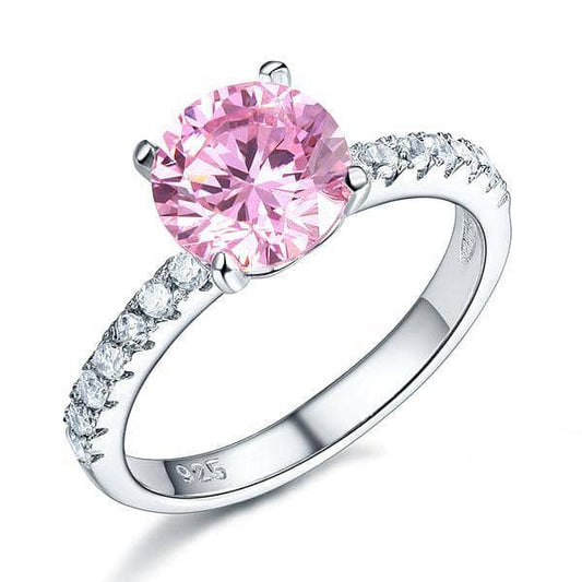 2 Carat Pink & Clear Created Diamond Bridal Engagement Ring