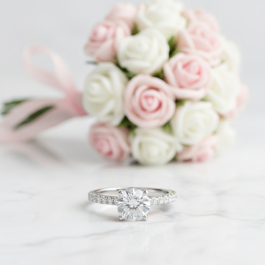 2.0 Ct Pink & Clear Diamond Option Bridal Engagement Ring-Black Diamonds New York