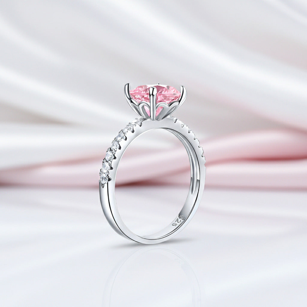 2.0 Ct Pink & Clear Diamond Option Bridal Engagement Ring-Black Diamonds New York