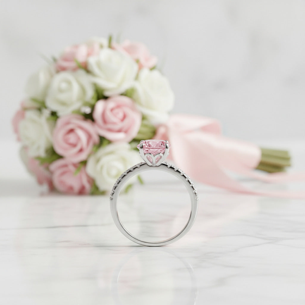 2.0 Ct Pink & Clear Diamond Option Bridal Engagement Ring-Black Diamonds New York