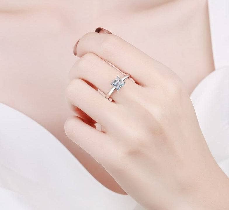 2 Carat Princess Cut Moissanite Classic Engagement Ring - Black Diamonds New York