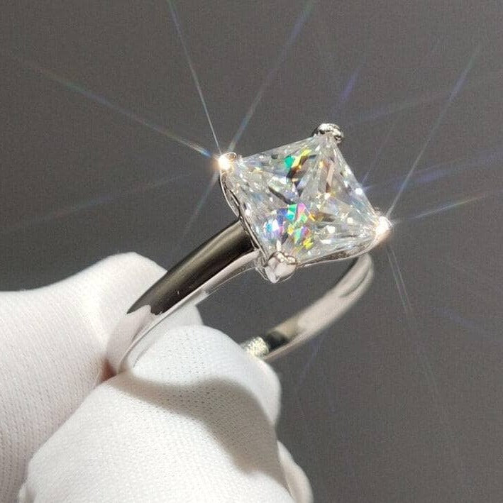 2 Carat Princess Cut Moissanite Engagement Ring - Black Diamonds New York
