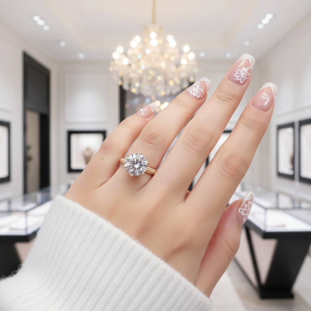 2 Carat Round Cut D Color Diamond Engagement Ring-Black Diamonds New York