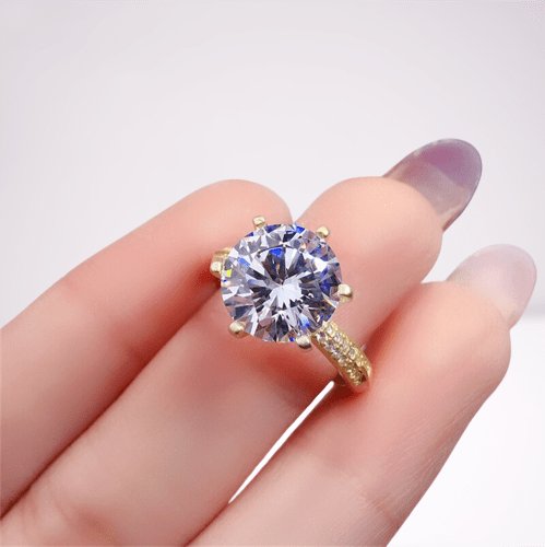 2 Carat Round Cut D Color Moissanite Engagement Ring-Black Diamonds New York