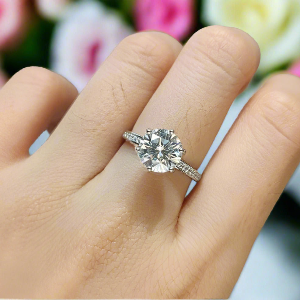 2 Carat Round Cut D Color Diamond Engagement Ring-Black Diamonds New York