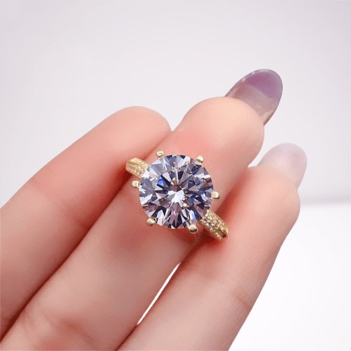 2 Carat Round Cut D Color Moissanite Engagement Ring - Black Diamonds New York