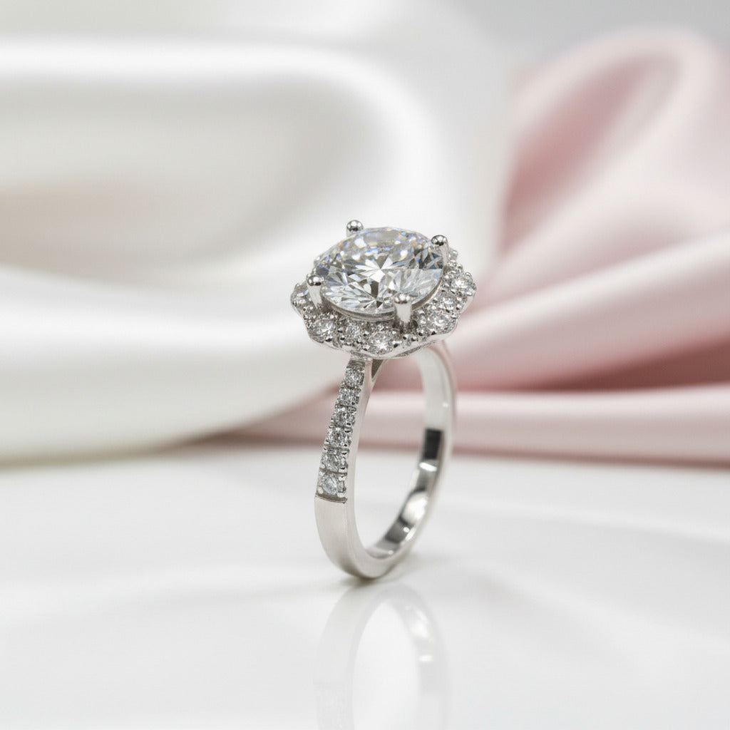 2 Carat Round Cut D Color Diamond Option Starry Sky Engagement Ring-Black Diamonds New York