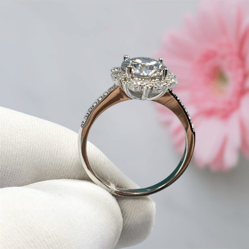 2 Carat Round Cut D Color Moissanite Starry Sky Engagement Ring-Black Diamonds New York