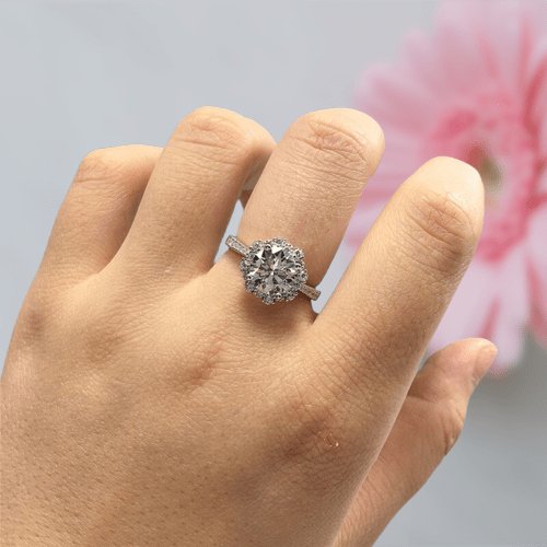 2 Carat Round Cut D Color Moissanite Starry Sky Engagement Ring - Black Diamonds New York