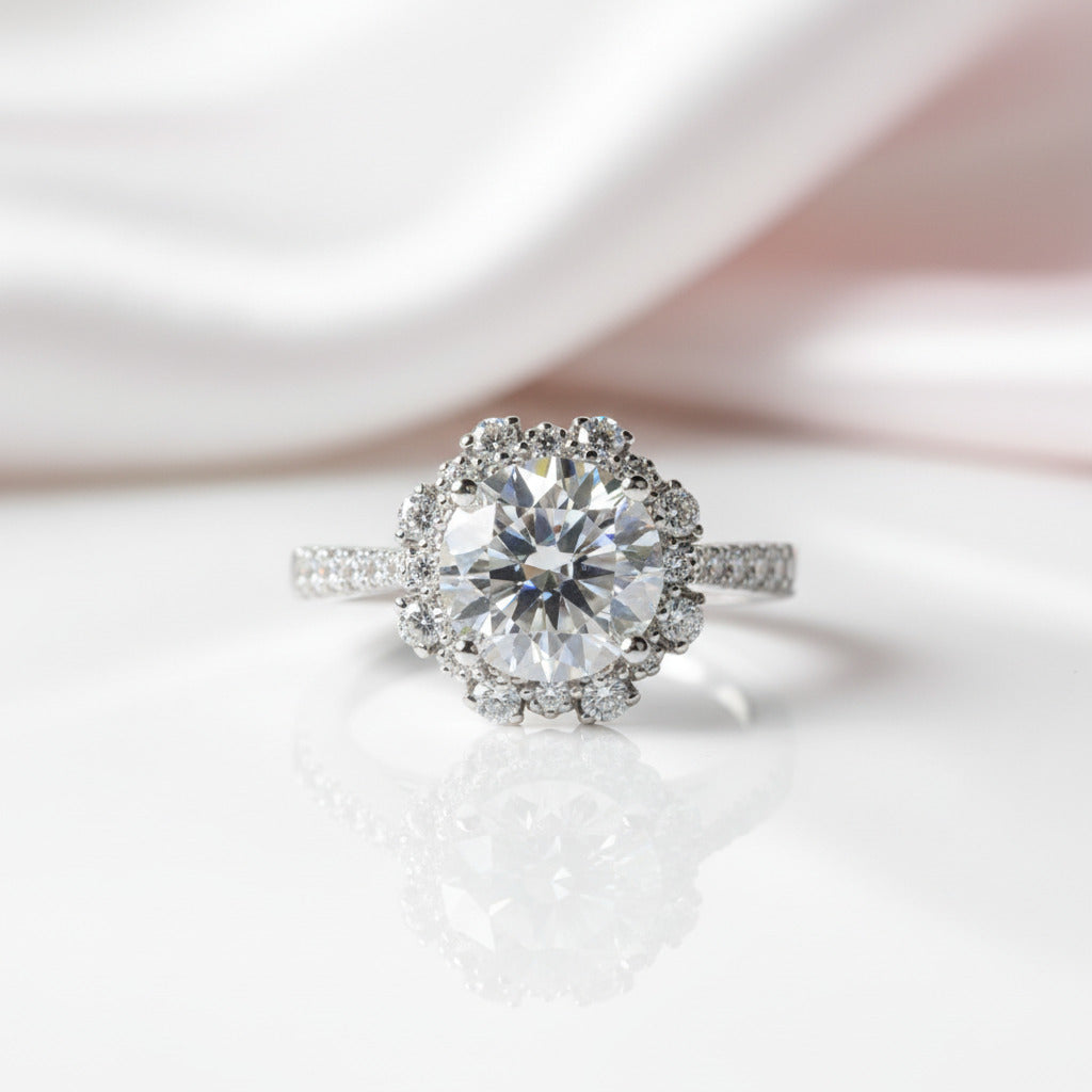 2 Carat Round Cut D Color Diamond Option Starry Sky Engagement Ring-Black Diamonds New York