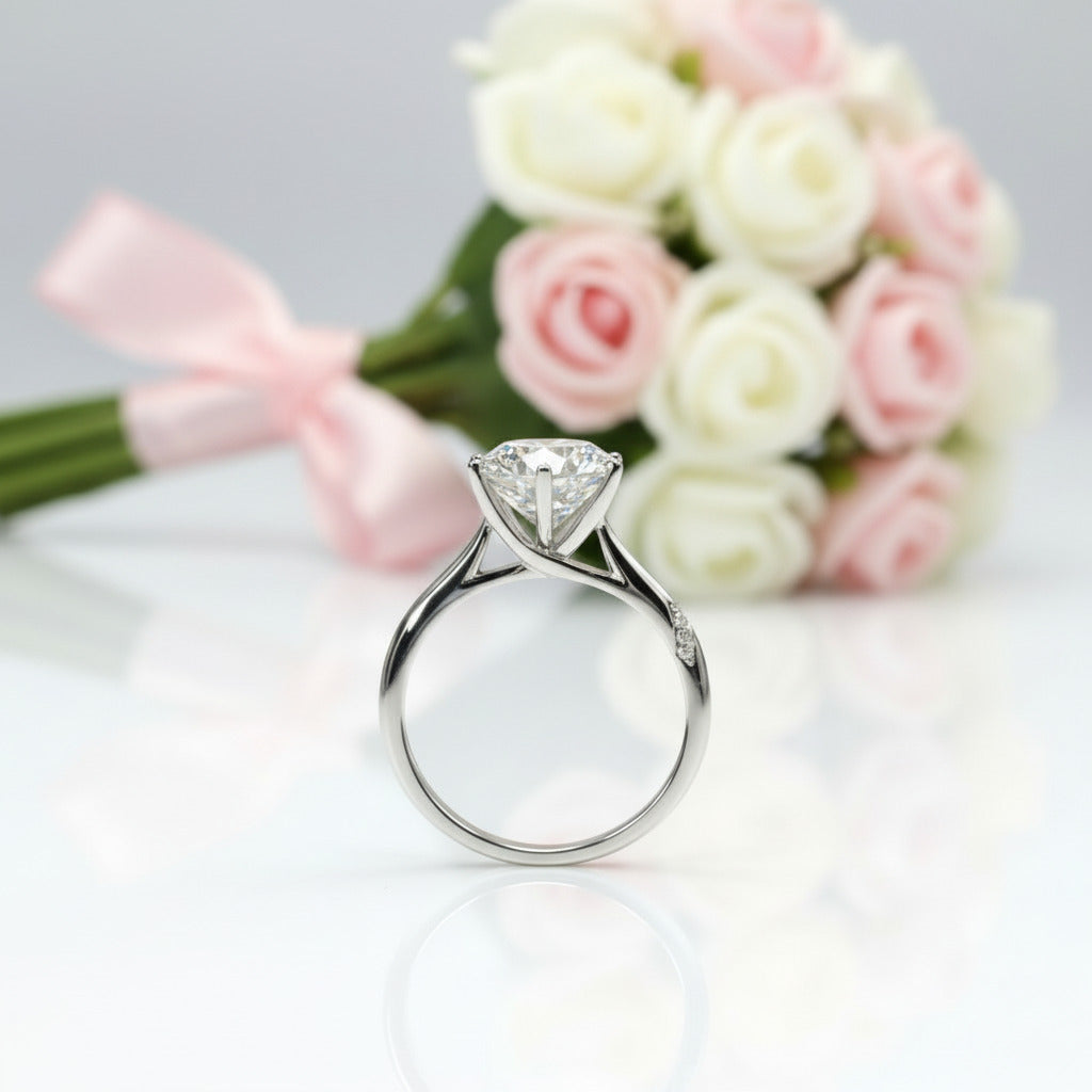 2 Carat Round Cut D Color Diamond Option Sweet Love Engagement Ring-Black Diamonds New York