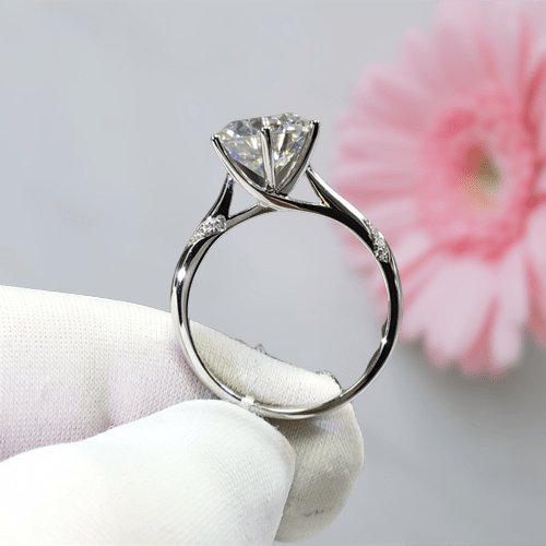 2 Carat Round Cut D Color Moissanite Sweet Love Engagement Ring-Black Diamonds New York