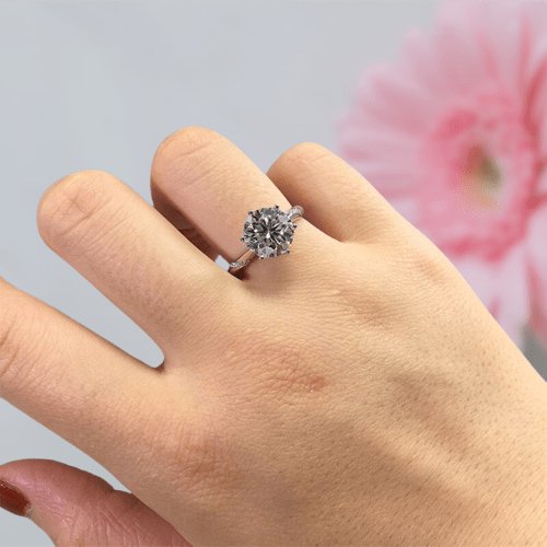 2 Carat Round Cut D Color Moissanite Sweet Love Engagement Ring-Black Diamonds New York