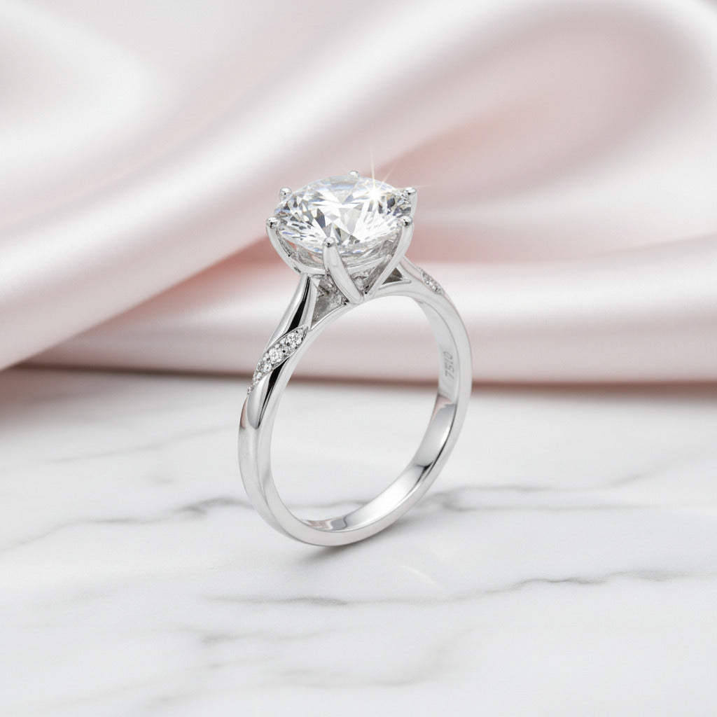 2 Carat Round Cut D Color Diamond Option Sweet Love Engagement Ring-Black Diamonds New York