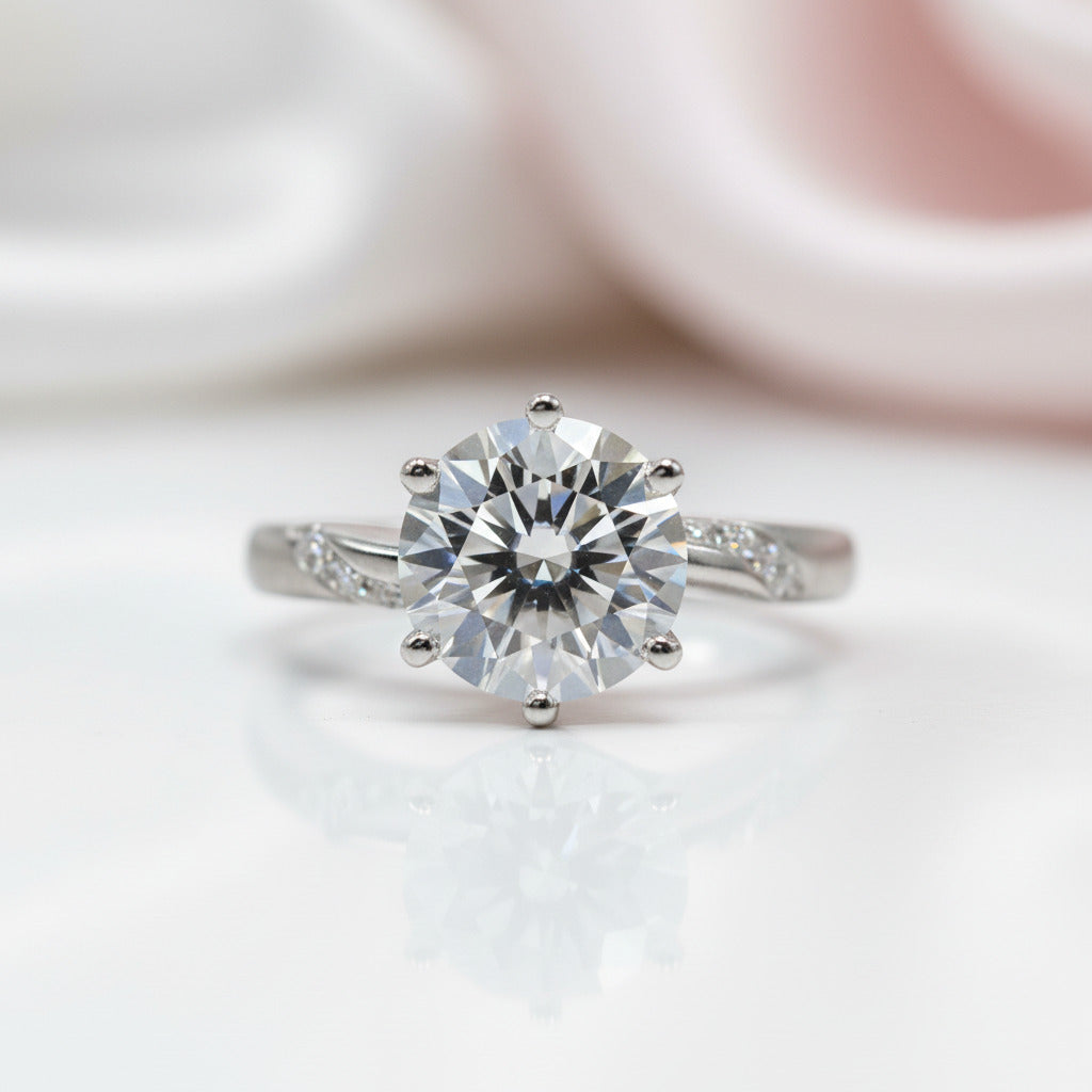 2 Carat Round Cut D Color Diamond Option Sweet Love Engagement Ring-Black Diamonds New York
