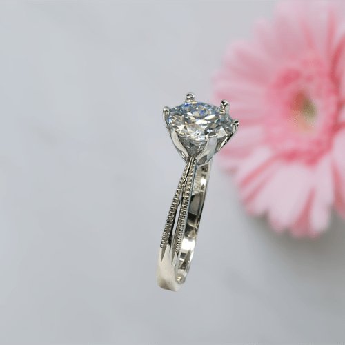 2 Carat Round Cut Diamond D Color Moissanite Dewdrop Engagement Ring - Black Diamonds New York