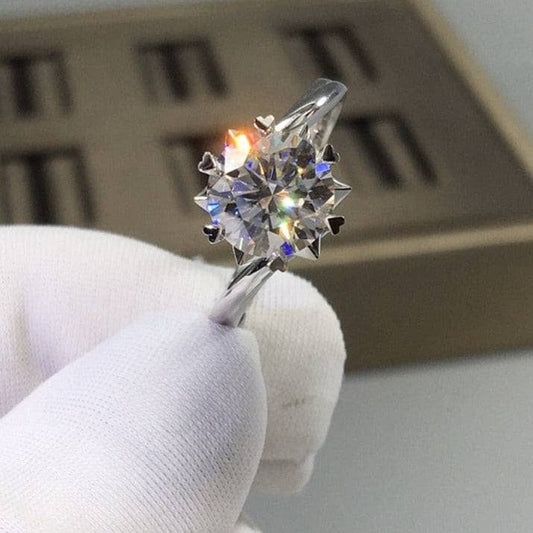 2 Carat Round Cut Moissanite Snowflake Engagement Ring - Black Diamonds New York