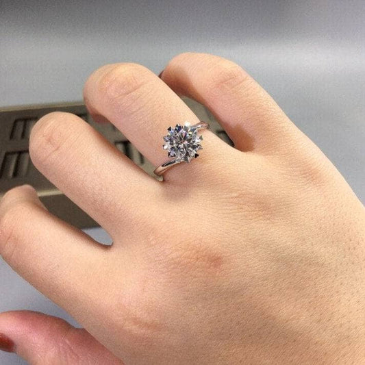 2 Carat Round Cut Moissanite Snowflake Engagement Ring - Black Diamonds New York
