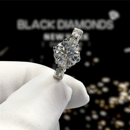 2 Carat Round Cut Diamond Swan Design Engagement Ring-Black Diamonds New York