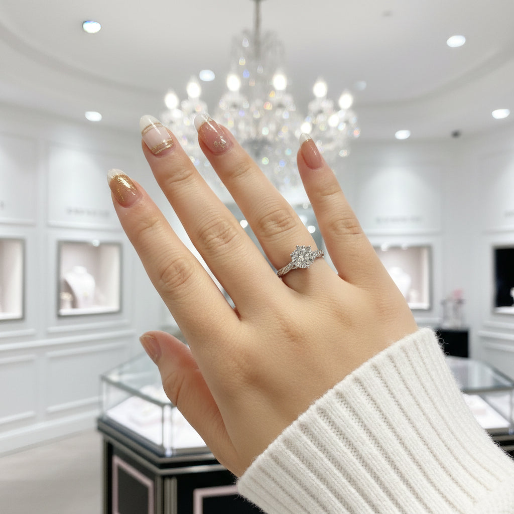 2.0 Ct Round Cut Diamond Twin Blossom Engagement Ring-Black Diamonds New York