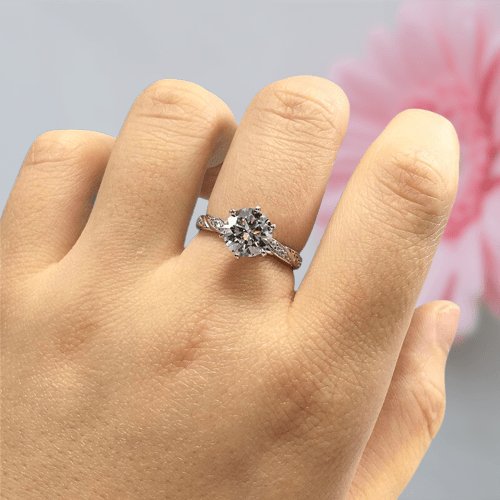 2 Carat Round Cut Diamond Twin Blossom Engagement Ring-Black Diamonds New York