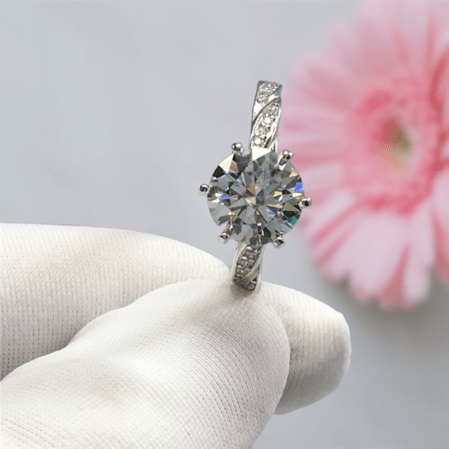 2 Carat Round Cut Moissanite Twin Blossom Engagement Ring - Black Diamonds New York