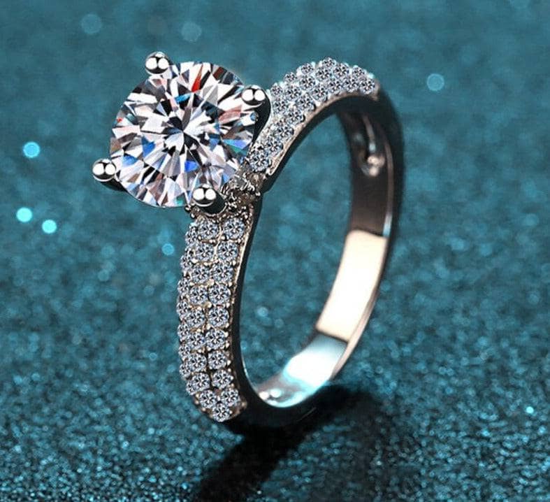 2 Carat Round Moissanite Engagement Ring-Black Diamonds New York