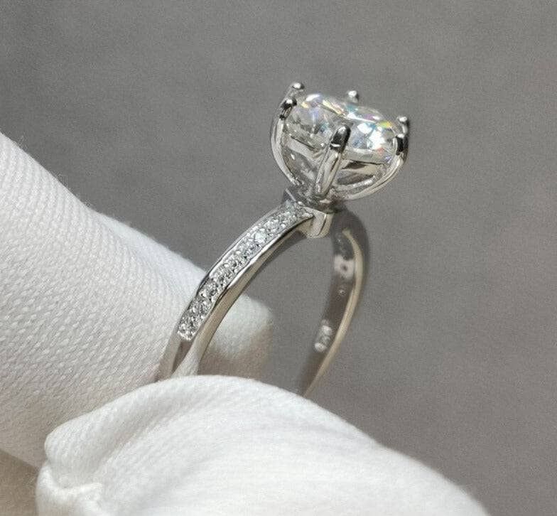 2 Carat Round Round Cut D Color Moissanite Engagement Ring - Black Diamonds New York