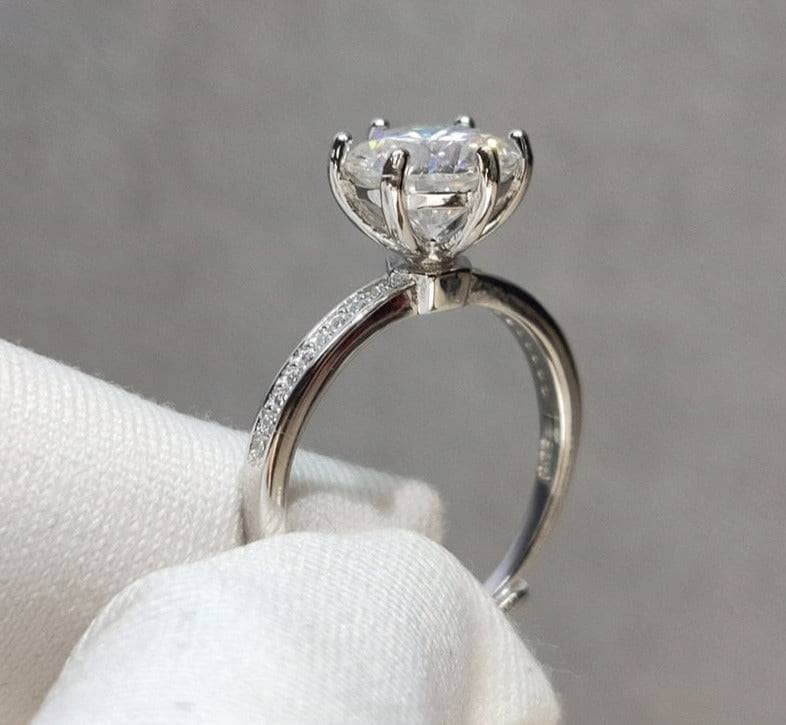 2 Carat Round Round Cut D Color Moissanite Engagement Ring-Black Diamonds New York
