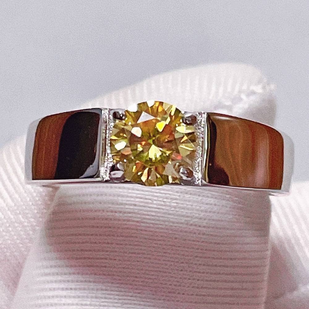 2 Carat Yellow Moissanite Ring Mens Diamond Ring - Black Diamonds New York