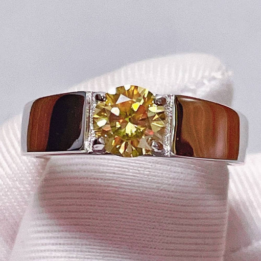 2 Carat Yellow Moissanite Ring Mens Diamond Ring-Black Diamonds New York
