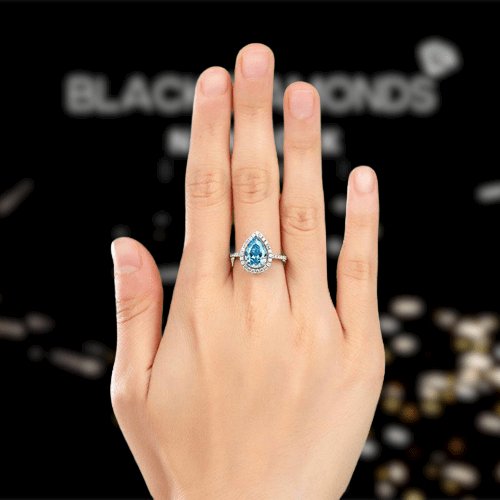 2 Ct Created Diamond Pear Cut Engagement Ring - Black Diamonds New York