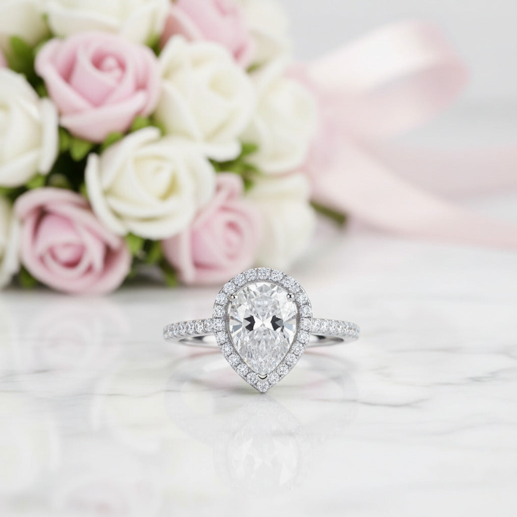 2.0 Ct Diamond Option Pear-Cut Engagement Ring-Black Diamonds New York