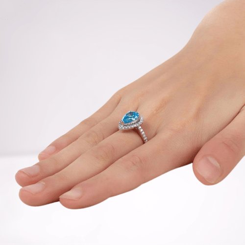 2 Ct Created Diamond Pear Cut Engagement Ring-Black Diamonds New York