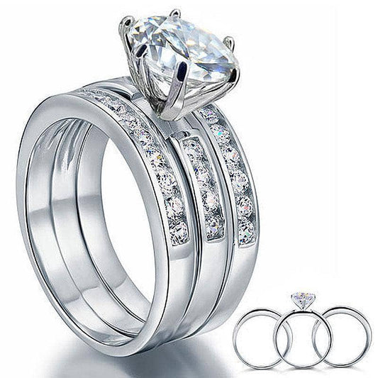 2 Ct Created Diamond Wedding Engagement Ring Set 3-Pcs