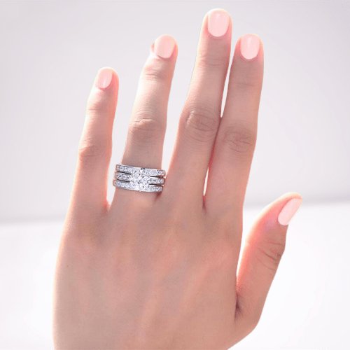 2 Ct Created Diamond Wedding Engagement Ring Set 3-Pcs - Black Diamonds New York