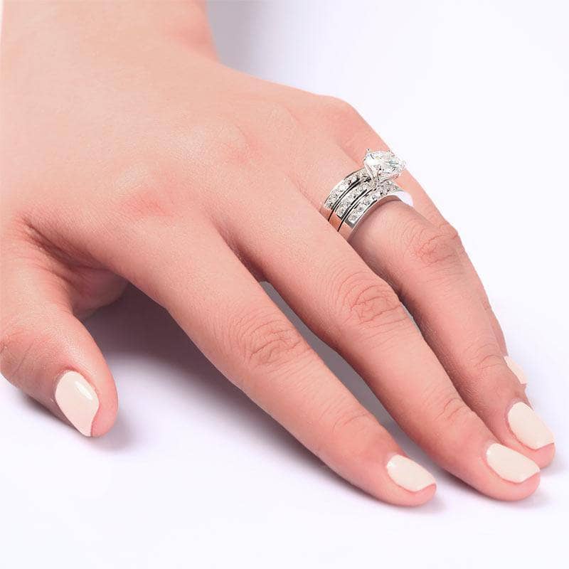 2 Ct Created Diamond Wedding Engagement Ring Set 3-Pcs-Black Diamonds New York