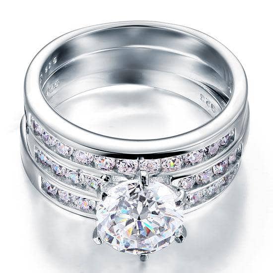 2 Ct Created Diamond Wedding Engagement Ring Set 3-Pcs-Black Diamonds New York