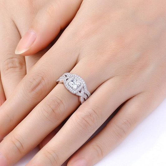2 Pcs Princess Cut Zircon Engagement Ring