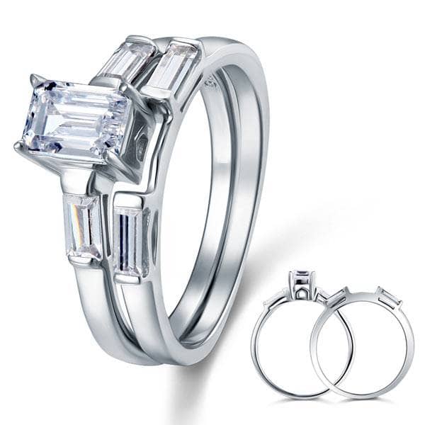 2-Pcs Wedding Band Engagement Ring Set