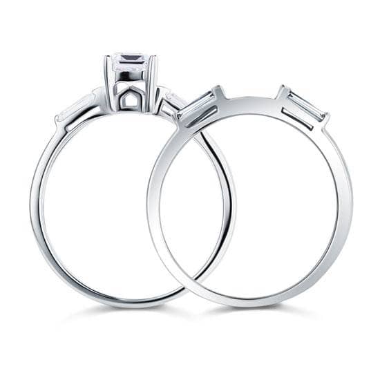2-Pcs Wedding Band Engagement Ring Set