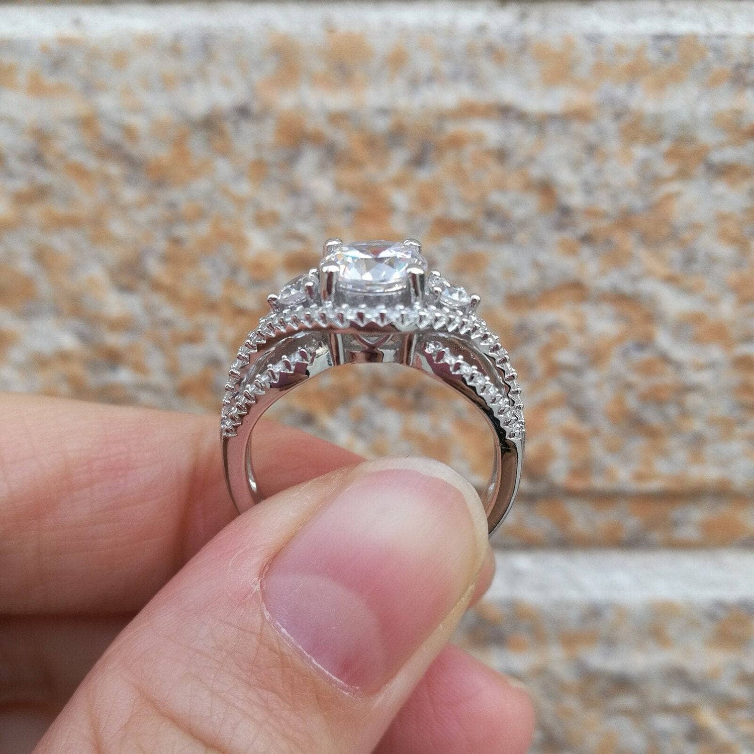 2 Pieces Round Cut EVN Stone Engagement Ring-Black Diamonds New York